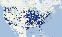 Assist Communications' clients receive a map showing where their branded news feature appeared.
